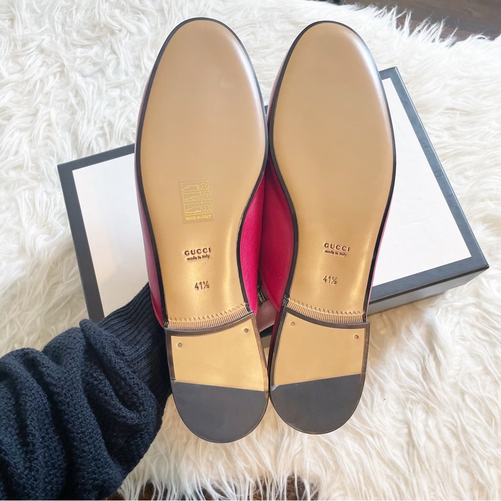 Gucci Princetown Hibiscus Red Leather Horsebit Mule
Slipper 41.5 New with box - Picture 5 of 8